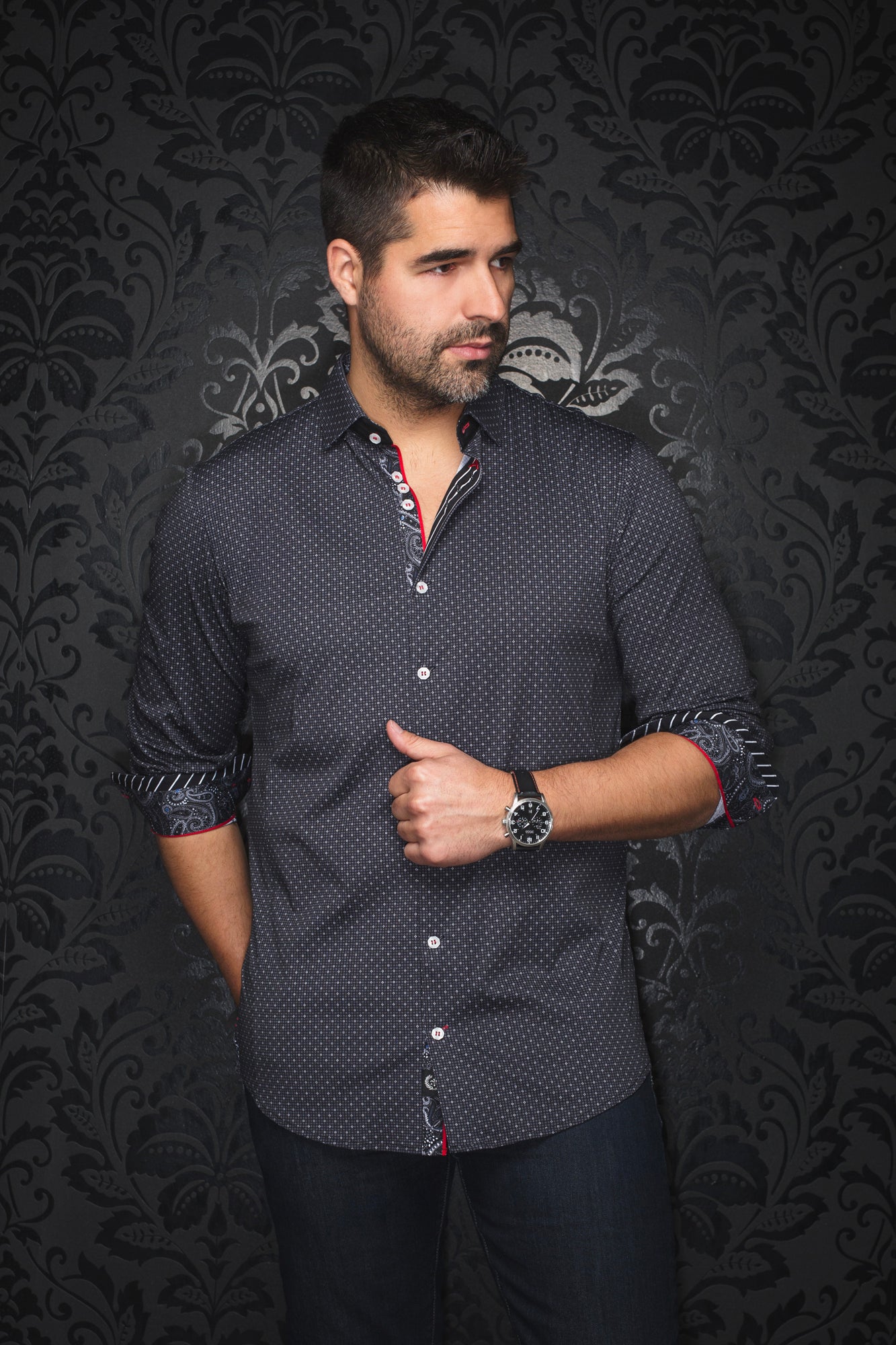 Chemise manches longues en Knit pour homme par Au Noir | CALDARA Noir | Boutique Vvög, inventaire complet de la marque Au Noir