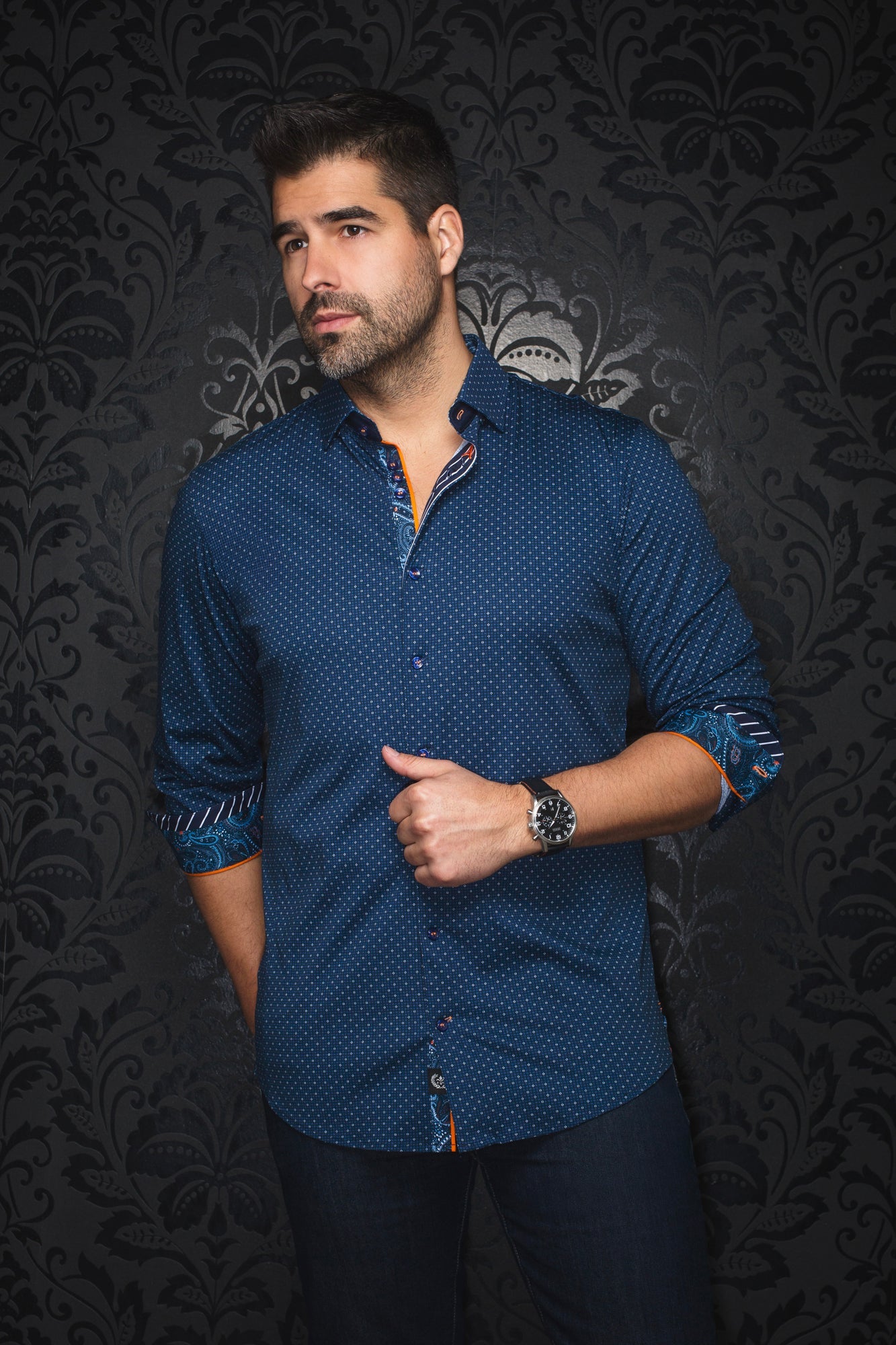 Chemise manches longues en Knit pour homme par Au Noir | CALDARA Marine | Boutique Vvög, inventaire complet de la marque Au Noir
