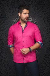 Chemise manches longues pour homme par Au Noir | CAPELLA Fuchsia | Boutique Vvög, inventaire complet de la marque Au Noir