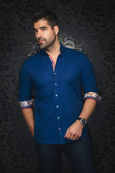 Chemise manches longues pour homme par Au Noir | CAPELLA Bleu Marine | Boutique Vvög, inventaire complet de la marque Au Noir