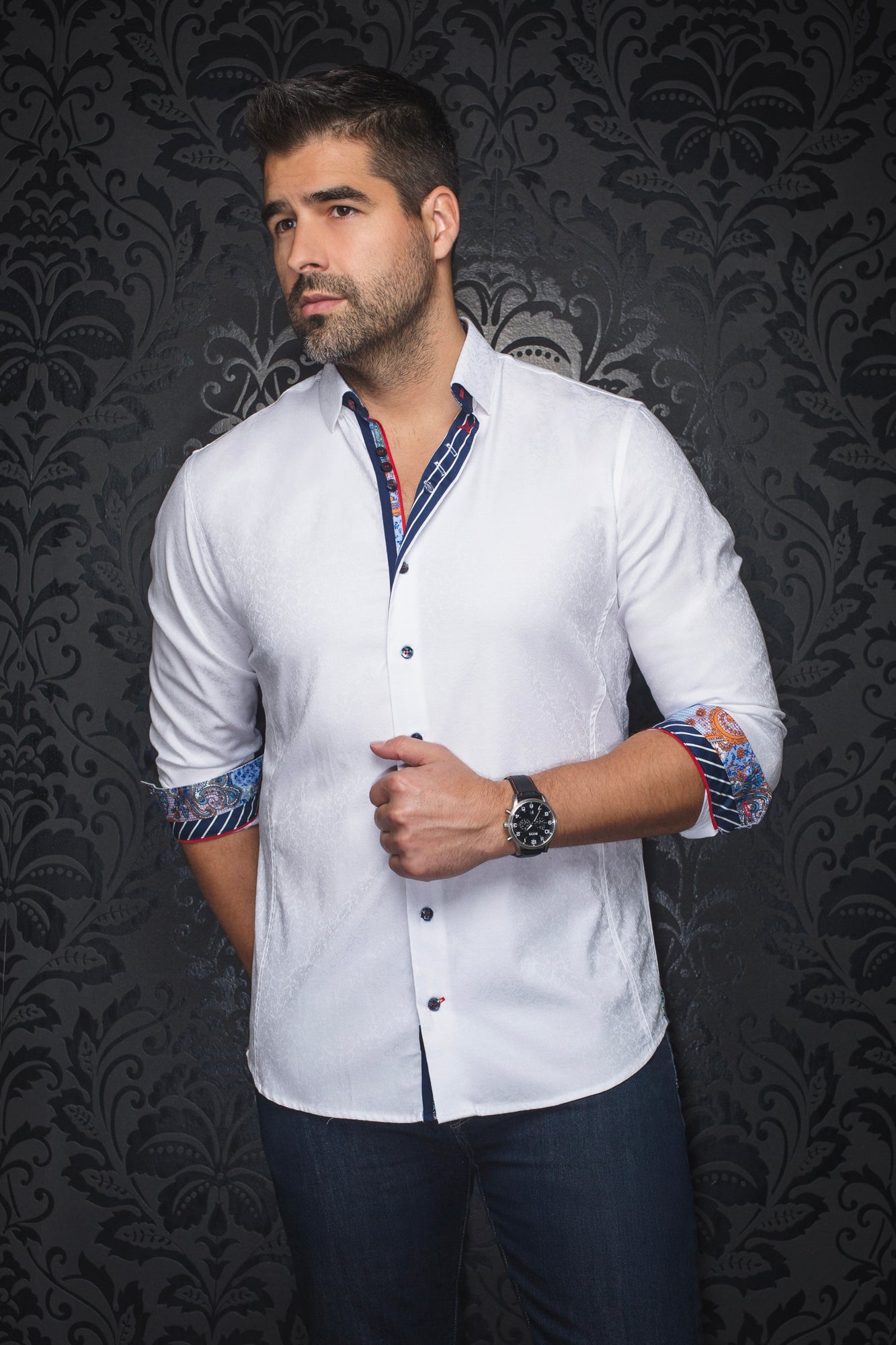 Chemise manches longues pour homme par Au Noir | CAPELLA Blanc | Boutique Vvög, inventaire complet de la marque Au Noir