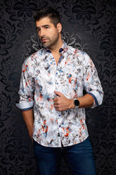 Chemise manches longues en coton extensible pour homme par Au Noir | CEBU Blanc | Boutique Vvög, inventaire complet de la marque Au Noir