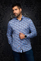 Chemise manches longues en Knit extensible pour homme par Au Noir | CLOUDSPIN Bleu Multi | Boutique Vvög, inventaire complet de la marque Au Noir