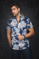 Chemise manches courtes pour homme par Au Noir | CORRADO(SS) Marine | Boutique Vvög, inventaire complet de la marque Au Noir
