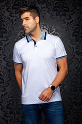 Polo pour homme par Au Noir | DARREN Blanc Bleu | Boutique Vvög, inventaire complet de la marque Au Noir