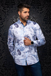 Chemise manches longues en Knit extensible pour homme par Au Noir | DAWNSTONE Bleu | Boutique Vvög, inventaire complet de la marque Au Noir