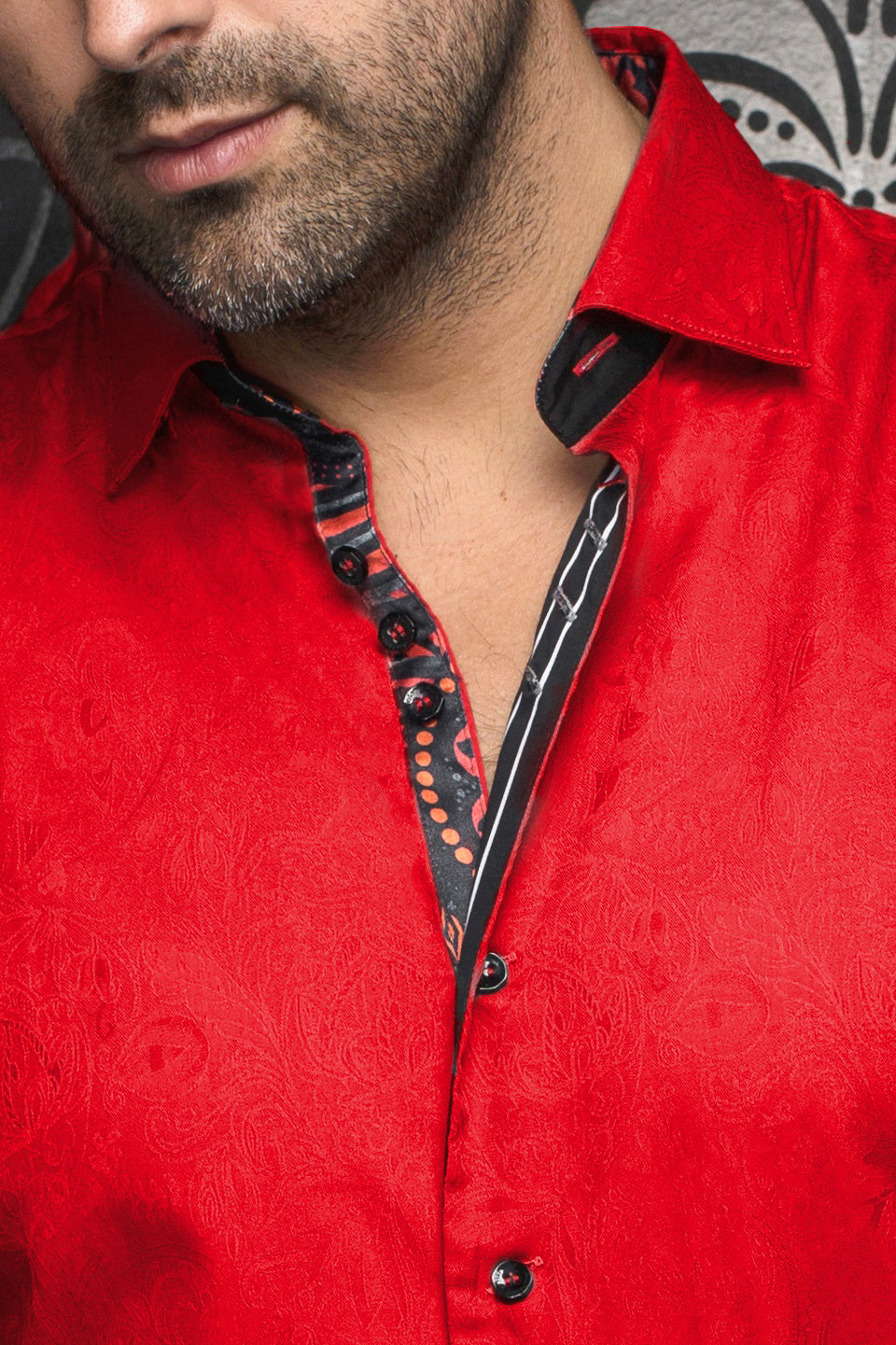 Chemise manches longues pour homme par Au Noir | DOMINION Rouge | Boutique Vvög, inventaire complet de la marque Au Noir