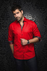 Long sleeve shirt for men by Au Noir | DOMINION Red | Boutique Vvög, complete inventory of the Au Noir brand