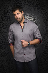 Long sleeve shirt for men by Au Noir | DOMINION Anthracite | Boutique Vvög, complete inventory of the Au Noir brand