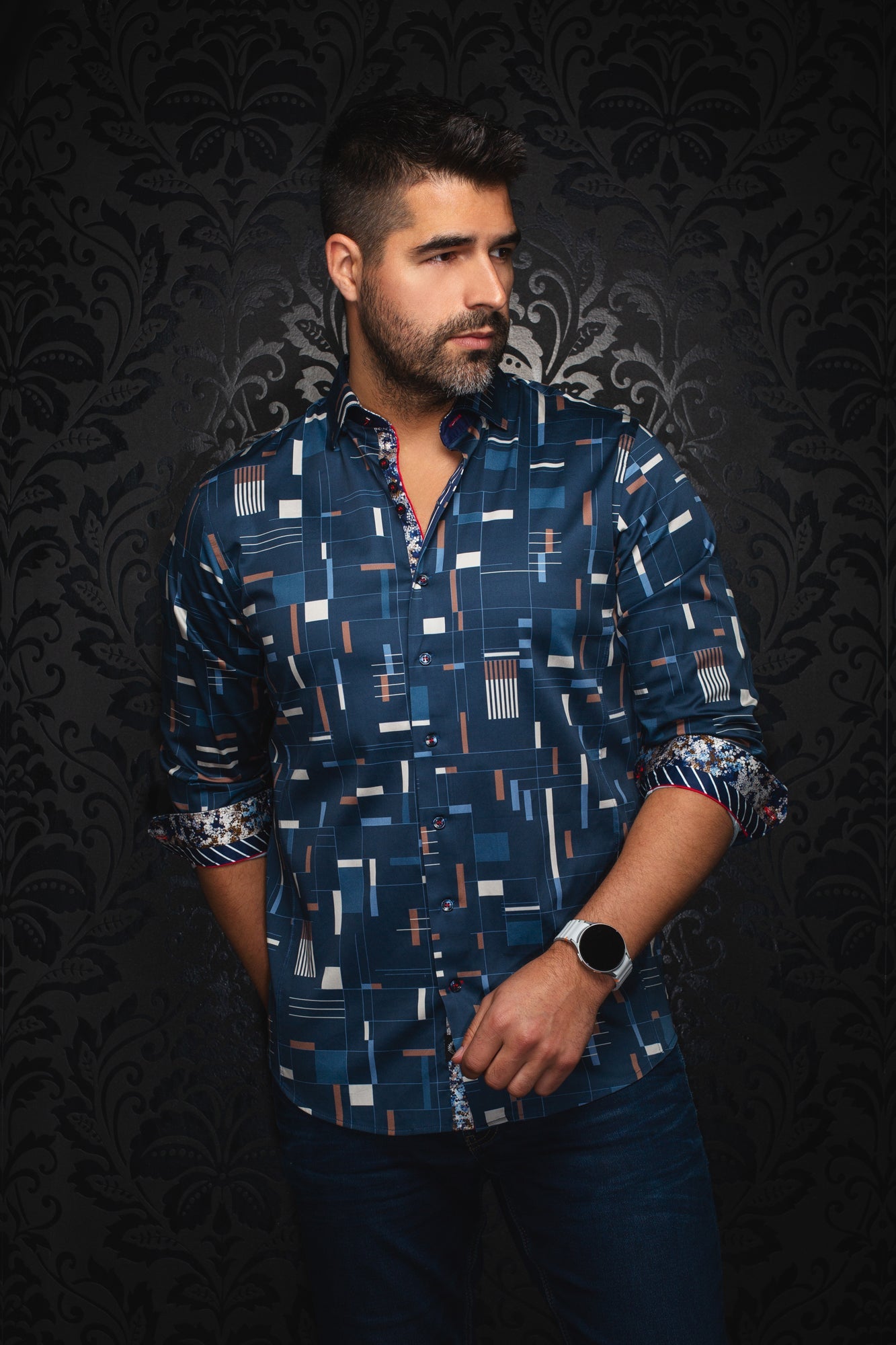 Chemise manches longues pour homme par Au Noir | ECHELON Marine | Boutique Vvög, inventaire complet de la marque Au Noir