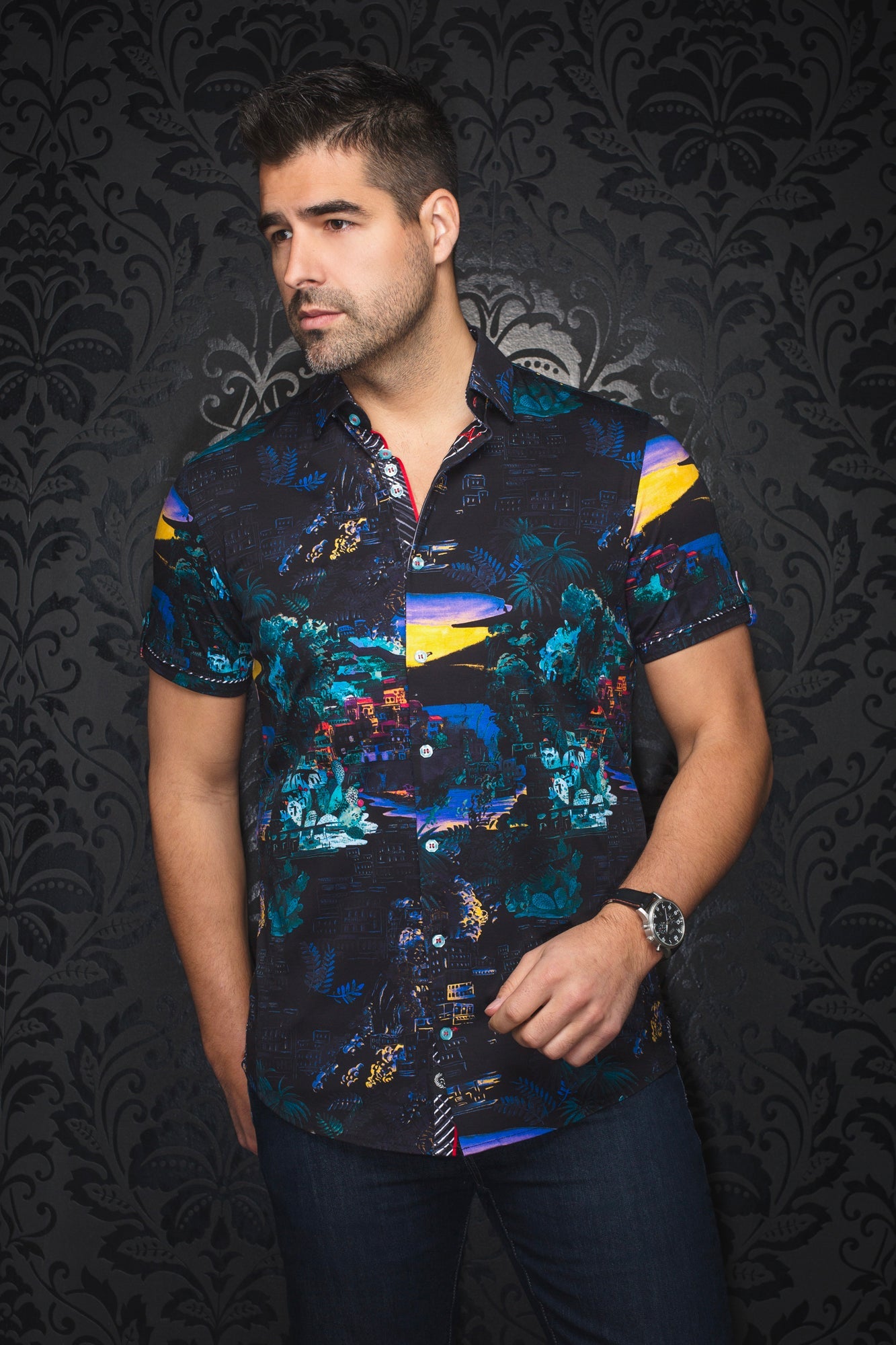 Chemise manches courtes en Knit pour homme par Au Noir | ELSTER(SS) Noir | Boutique Vvög, inventaire complet de la marque Au Noir