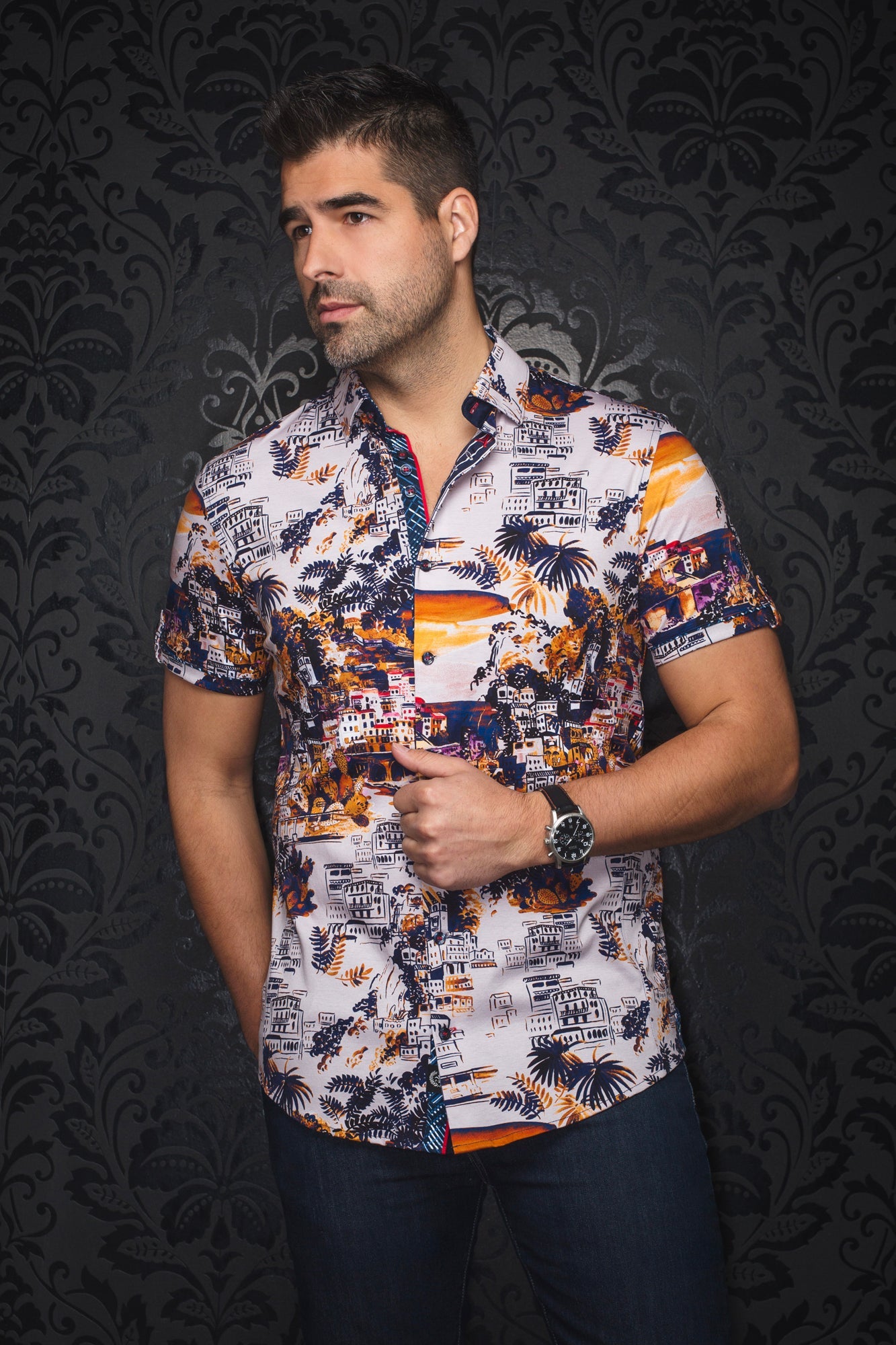 Chemise manches courtes en Knit pour homme par Au Noir | ELSTER(SS) Pierre | Boutique Vvög, inventaire complet de la marque Au Noir