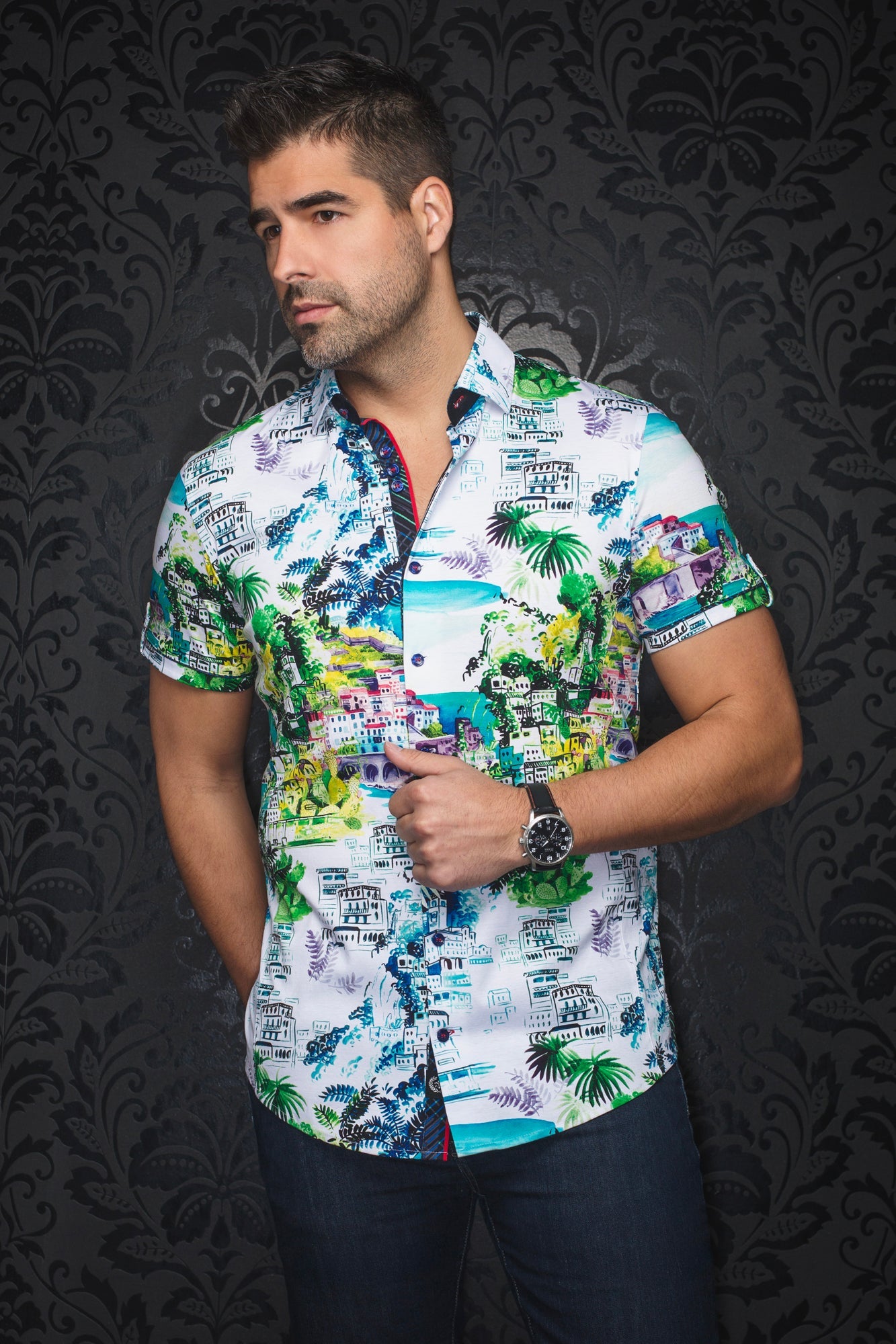 Chemise manches courtes en Knit pour homme par Au Noir | ELSTER(SS) Blanc | Boutique Vvög, inventaire complet de la marque Au Noir