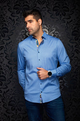 Chemise manches longues en Knit extensible pour homme par Au Noir | ELVARIS Bleu Pâle | Boutique Vvög, inventaire complet de la marque Au Noir