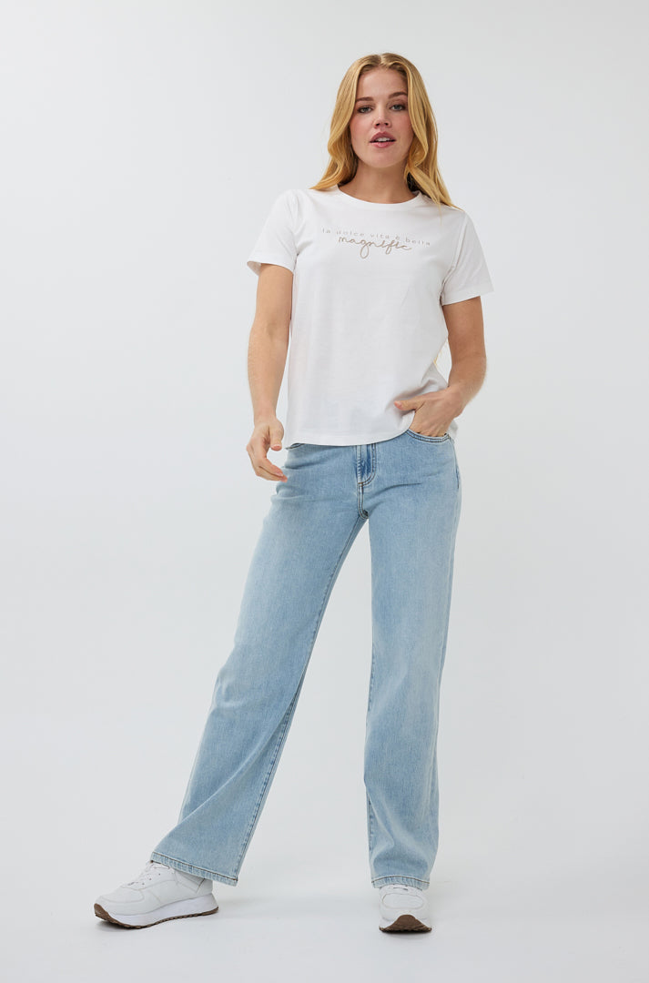 T-Shirt pour femme par Esqualo | SP2505020 Blanc Cassé | Boutique Vvög, vêtements mode pour homme et femme