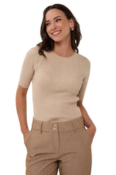 T-Shirt pour femme par Esqualo | F2527507 Sable | Boutique Vvög, vêtements mode pour homme et femme