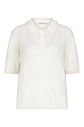 Polo avec col perlé pour femme par Esqualo | F2527510 Blanc Cassé | Boutique Vvög, vêtements mode pour homme et femme