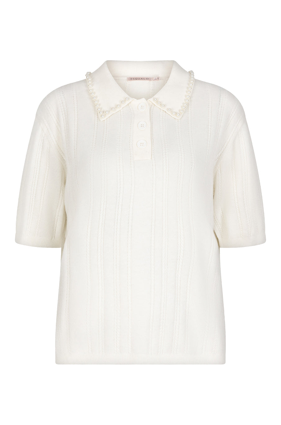 Polo avec col perlé pour femme par Esqualo | F2527510 Blanc Cassé | Boutique Vvög, vêtements mode pour homme et femme