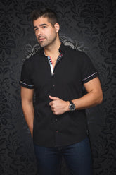 Chemise manches courtes pour homme par Au Noir | FAJARDO(SS) Noir | Boutique Vvög, inventaire complet de la marque Au Noir