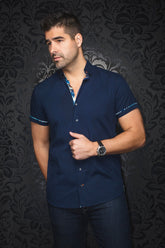Chemise manches courtes pour homme par Au Noir | FAJARDO(SS) Marine | Boutique Vvög, inventaire complet de la marque Au Noir