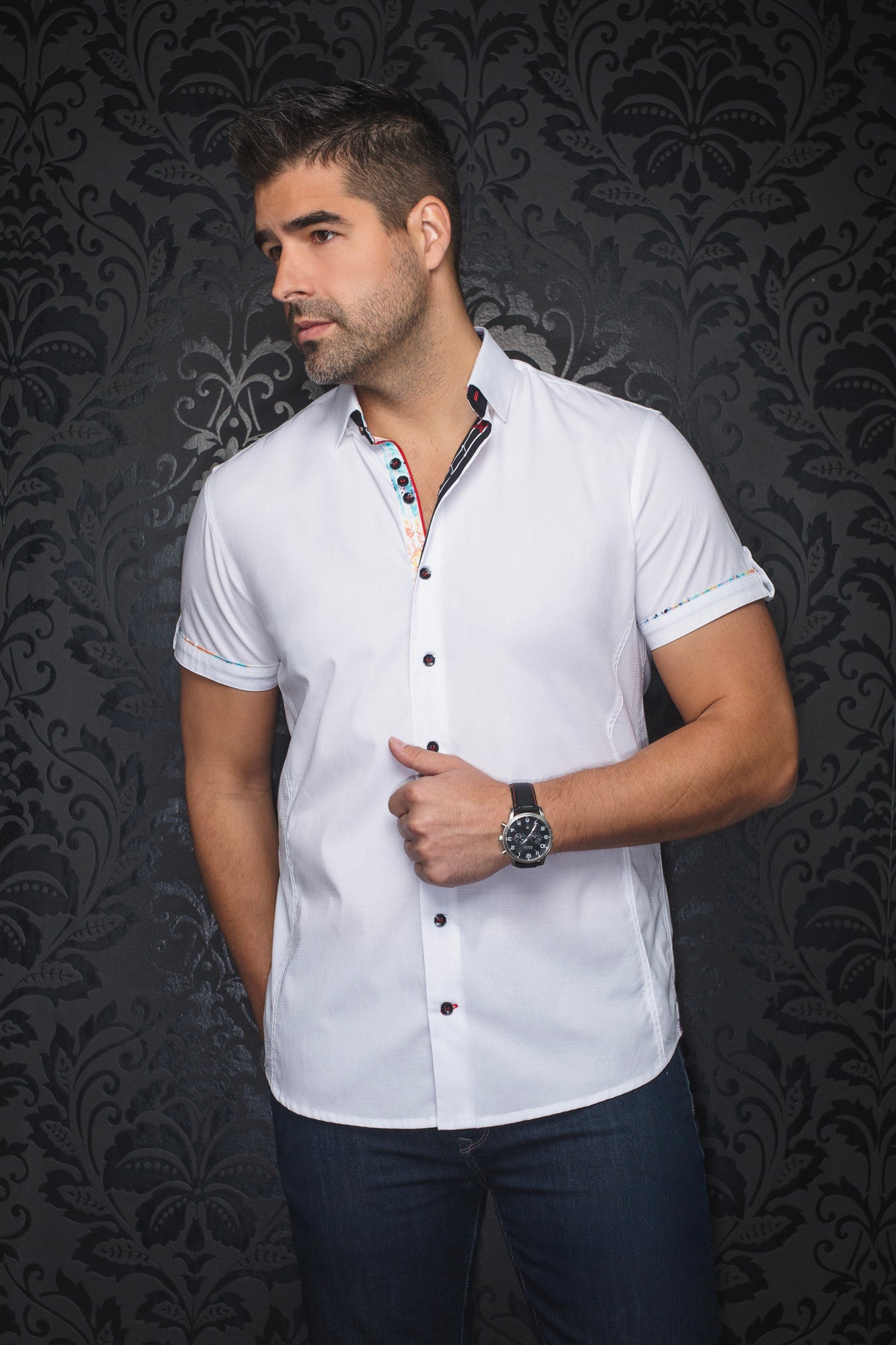Chemise manches courtes pour homme par Au Noir | FAJARDO(SS) Blanc | Boutique Vvög, inventaire complet de la marque Au Noir