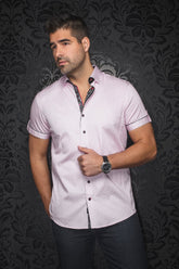 Chemise manches courtes pour homme par Au Noir | FARO(SS) Rose | Boutique Vvög, inventaire complet de la marque Au Noir