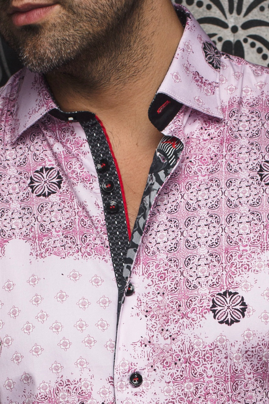Chemise manches longues pour homme par Au Noir | FLORIANI Rose | Boutique Vvög, inventaire complet de la marque Au Noir