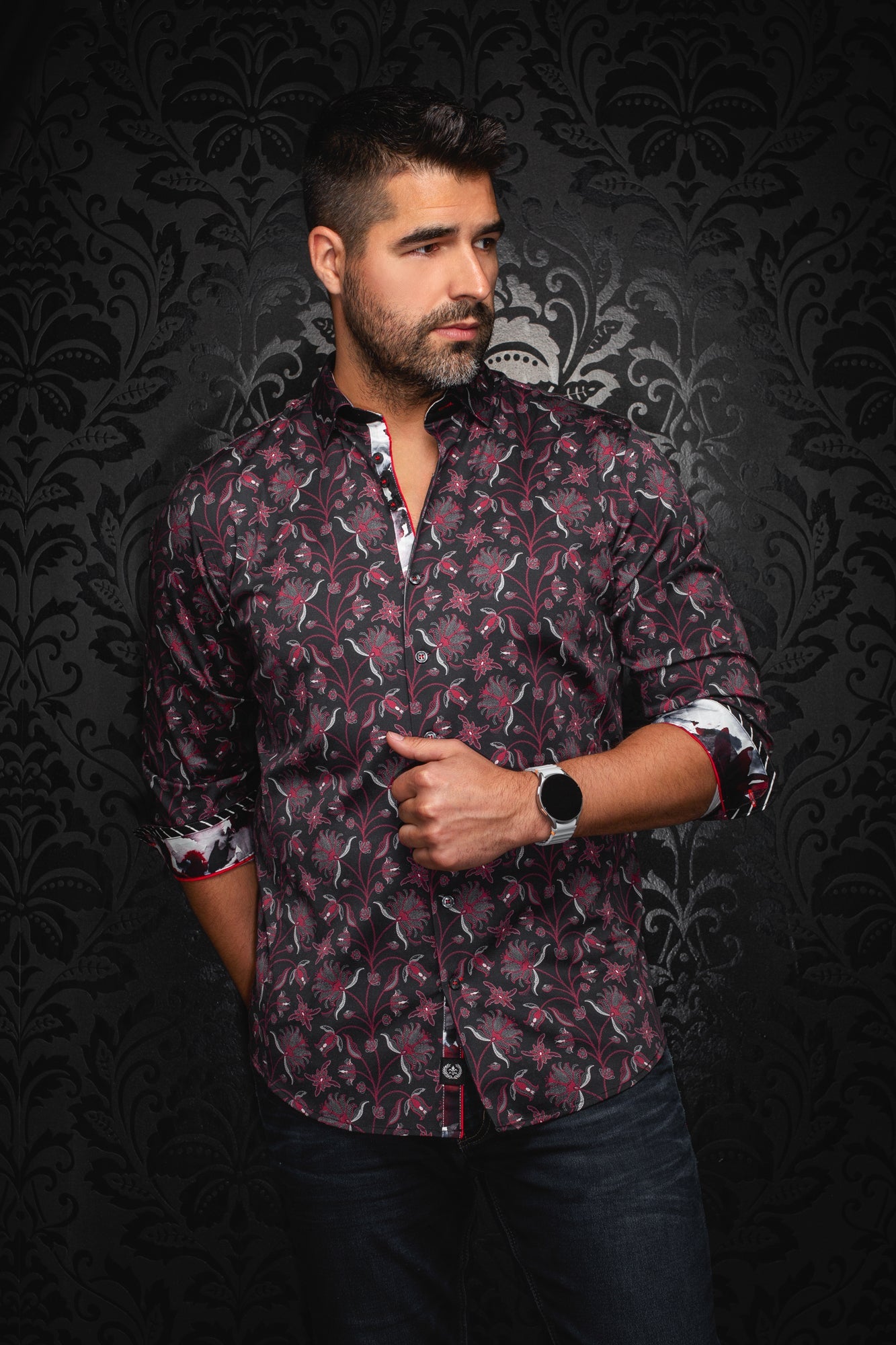 Chemise manches longues pour homme par Au Noir | GALLOWAY Bourgogne | Boutique Vvög, inventaire complet de la marque Au Noir