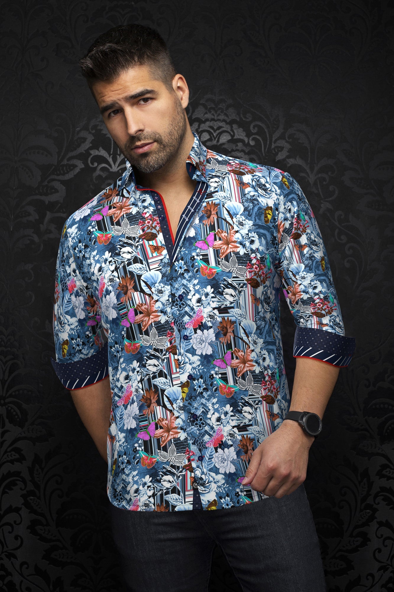 Chemise manches longues pour homme par Au Noir | GANDINI Bleu Clair | Boutique Vvög, inventaire complet de la marque Au Noir