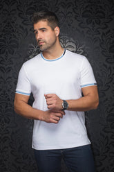 T-Shirt pour homme par Au Noir | C-HARDEN Blanc Bleu | Boutique Vvög, inventaire complet de la marque Au Noir