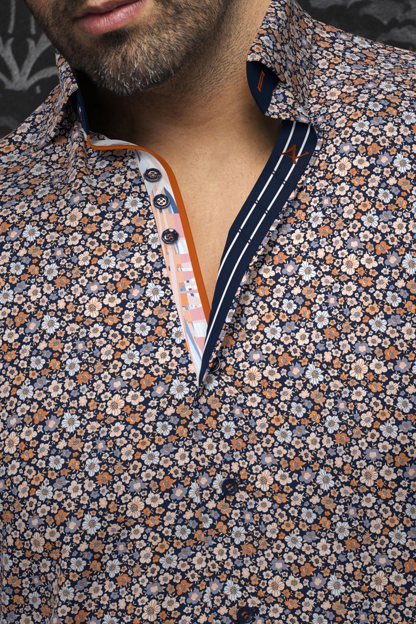 Chemise manches longues en Knit pour homme par Au Noir | HAYLO Marine Orange | Boutique Vvög, inventaire complet de la marque Au Noir