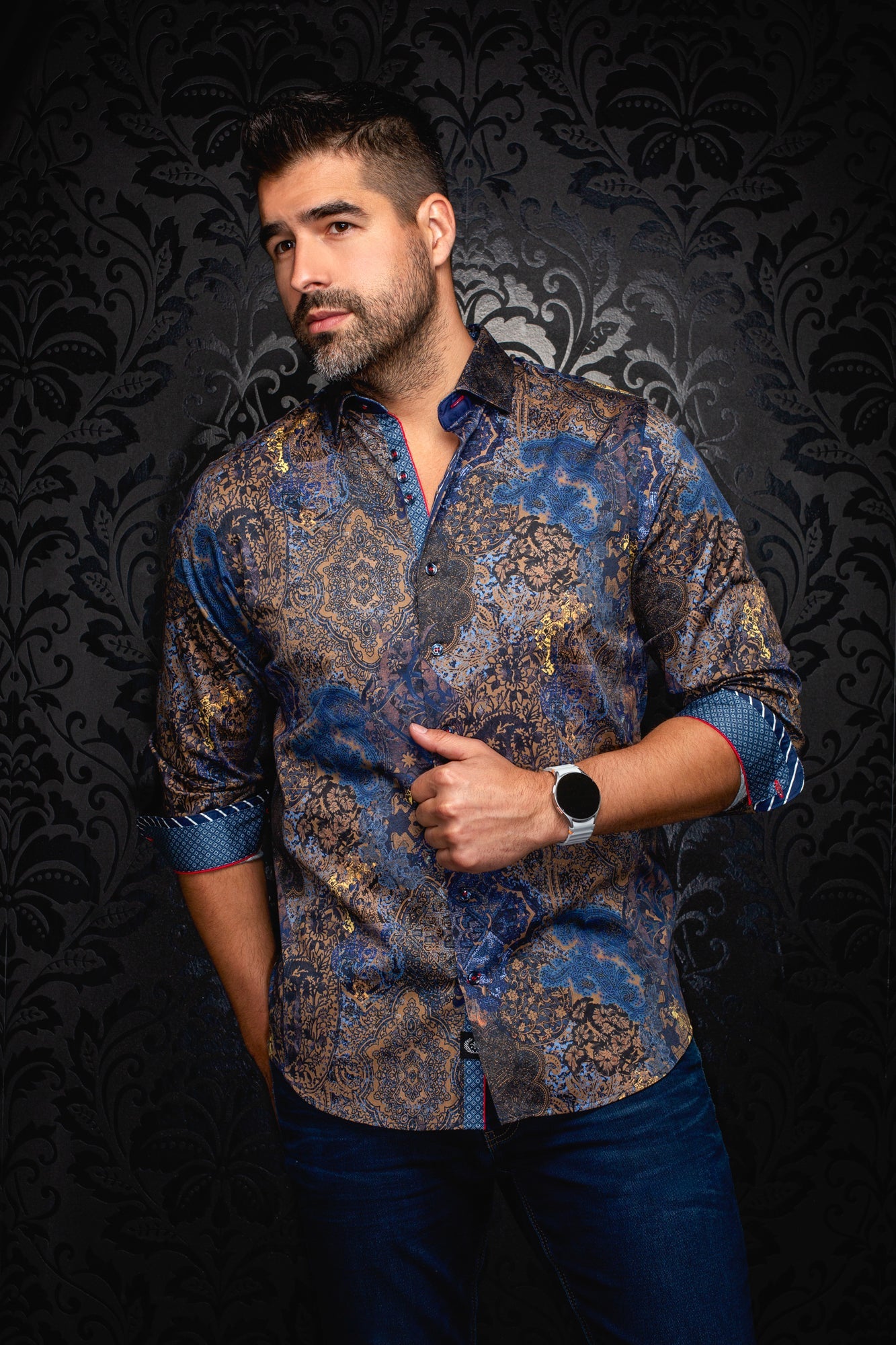 Chemise manches longues pour homme par Au Noir | INDORE Tabac | Boutique Vvög, inventaire complet de la marque Au Noir