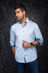Chemise manches longues en Knit extensible pour homme par Au Noir | IRONBARK Bleu | Boutique Vvög, inventaire complet de la marque Au Noir