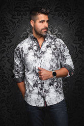 Chemise manches longues pour homme par Au Noir | JASPER Blanc Noir | Boutique Vvög, inventaire complet de la marque Au Noir