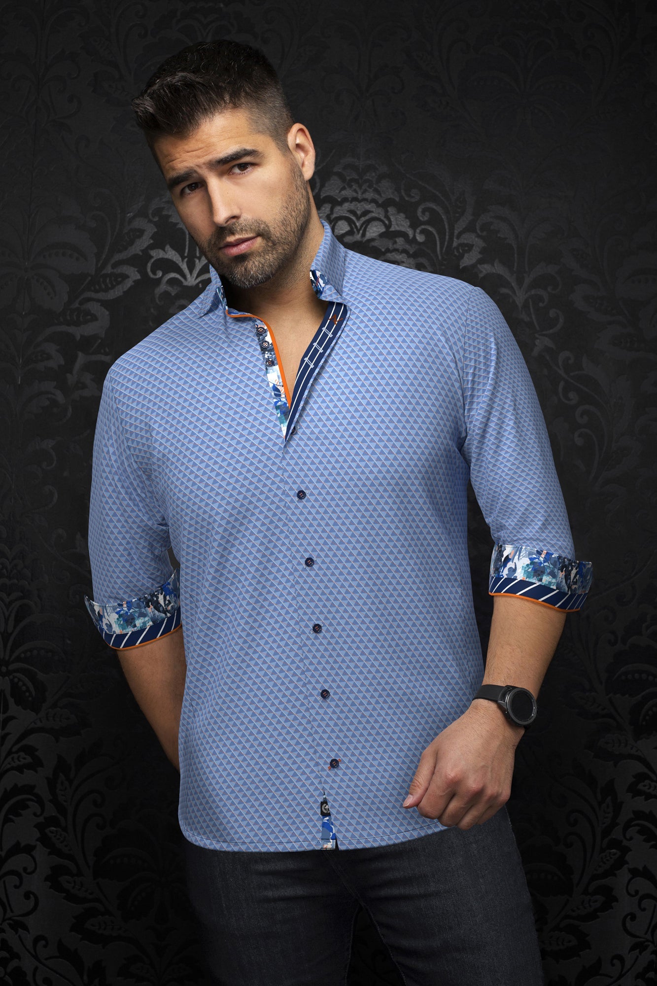 Chemise manches longues en Knit pour homme par Au Noir | KADEN Bleu Clair | Boutique Vvög, inventaire complet de la marque Au Noir