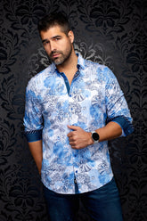 Chemise manches longues en Knit extensible pour homme par Au Noir | KALIMANTAN Bleu Pâle | Boutique Vvög, inventaire complet de la marque Au Noir