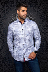 Chemise manches longues en Knit extensible pour homme par Au Noir | KALIMANTAN Blanc Gris | Boutique Vvög, inventaire complet de la marque Au Noir