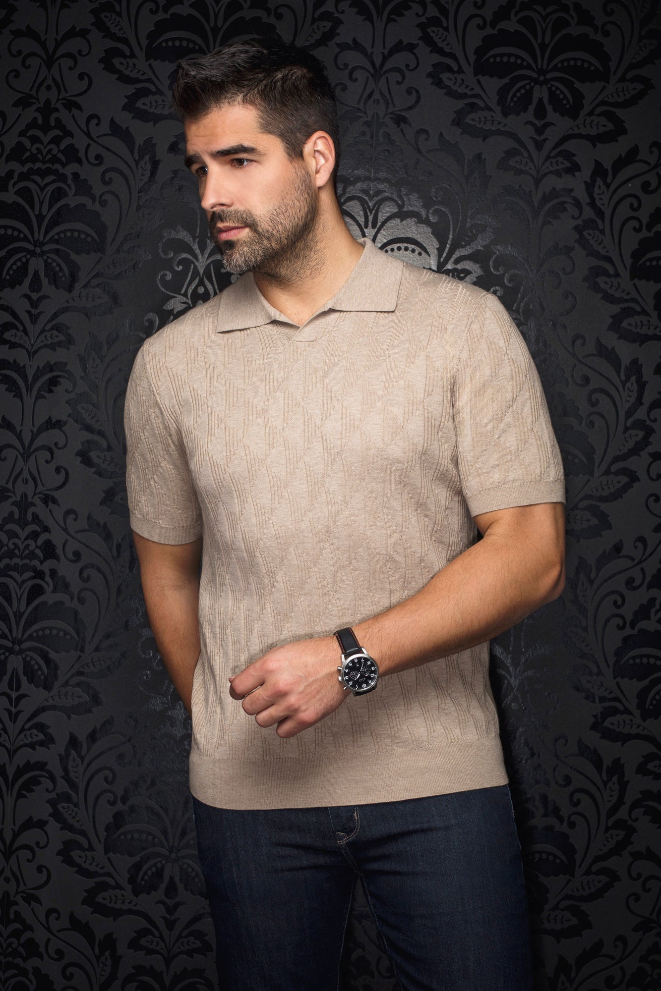 Polo en laine mérino pour homme par Au Noir | LOWICK Pierre | Boutique Vvög, inventaire complet de la marque Au Noir