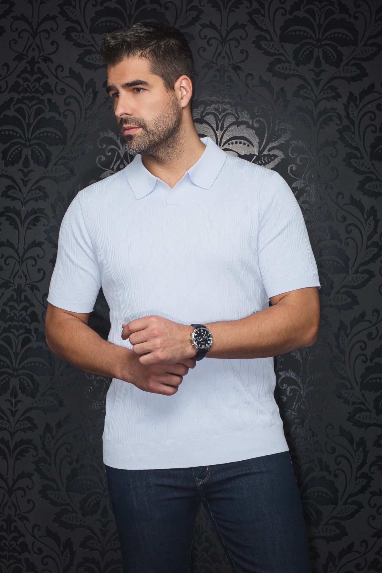 Polo en laine mérino pour homme par Au Noir | LOWICK Blanc | Boutique Vvög, inventaire complet de la marque Au Noir