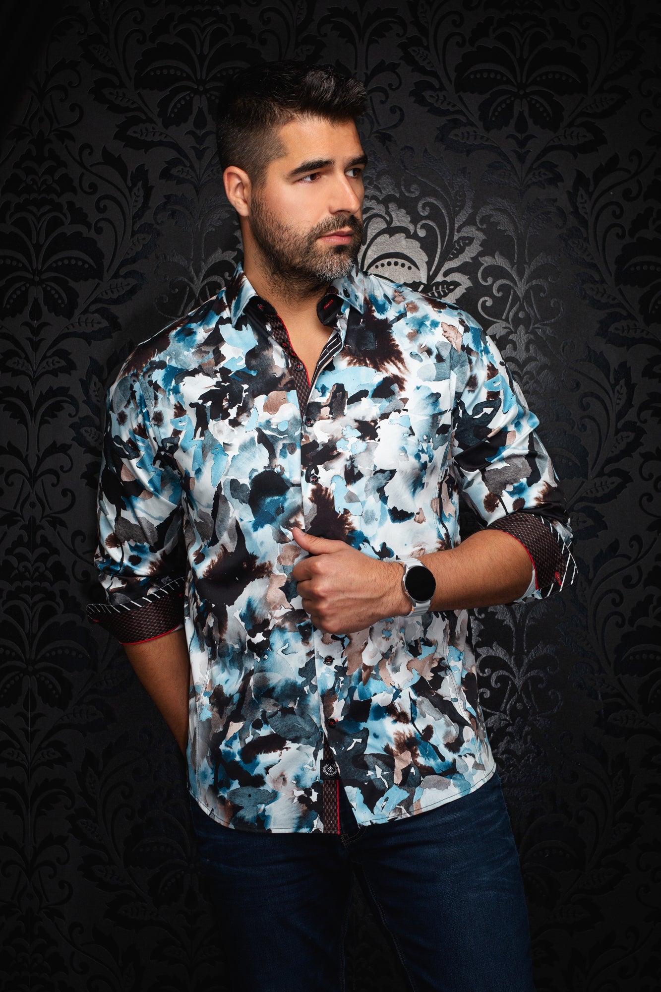Chemise manches longues pour homme par Au Noir | MAGNUS Turquoise | Boutique Vvög, inventaire complet de la marque Au Noir