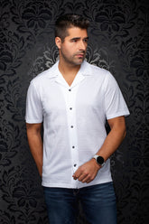 Chemise Performance à col ouvert pour homme par Au Noir | MAHO T Blanc | Boutique Vvög, inventaire complet de la marque Au Noir