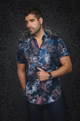 Chemise manches courtes en Knit pour homme par Au Noir | MARENGO (SS) Marine Tabac | Boutique Vvög, inventaire complet de la marque Au Noir