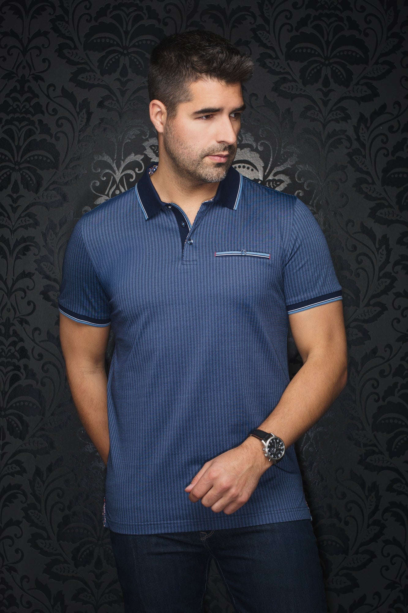 Polo pour homme par Au Noir | MAYBERRY Bleu | Boutique Vvög, inventaire complet de la marque Au Noir
