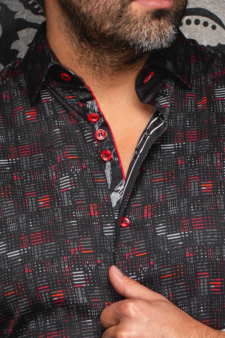 Chemise manches longues pour homme par Au Noir | METROPOLIS Noir Rouge | Boutique Vvög, inventaire complet de la marque Au Noir