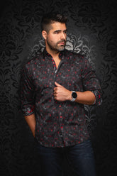 Chemise manches longues pour homme par Au Noir | METROPOLIS Noir Rouge | Boutique Vvög, inventaire complet de la marque Au Noir