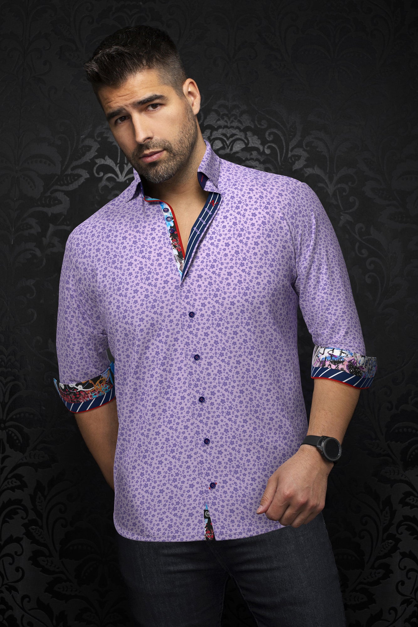 Chemise manches longues pour homme par Au Noir | MINORI Lavande | Boutique Vvög, inventaire complet de la marque Au Noir