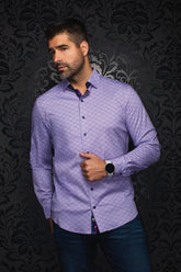 Chemise manches longues en Knit extensible pour homme par Au Noir | NELUMBO Lilas | Boutique Vvög, inventaire complet de la marque Au Noir