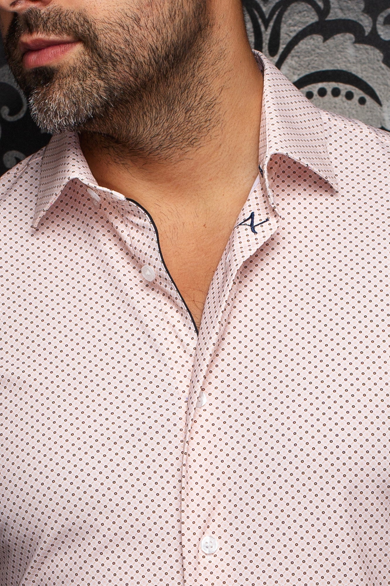 Chemise en nylon pour homme par Au Noir | NICK(SS) GEO Orange | Boutique Vvög, vêtements mode pour homme et femme