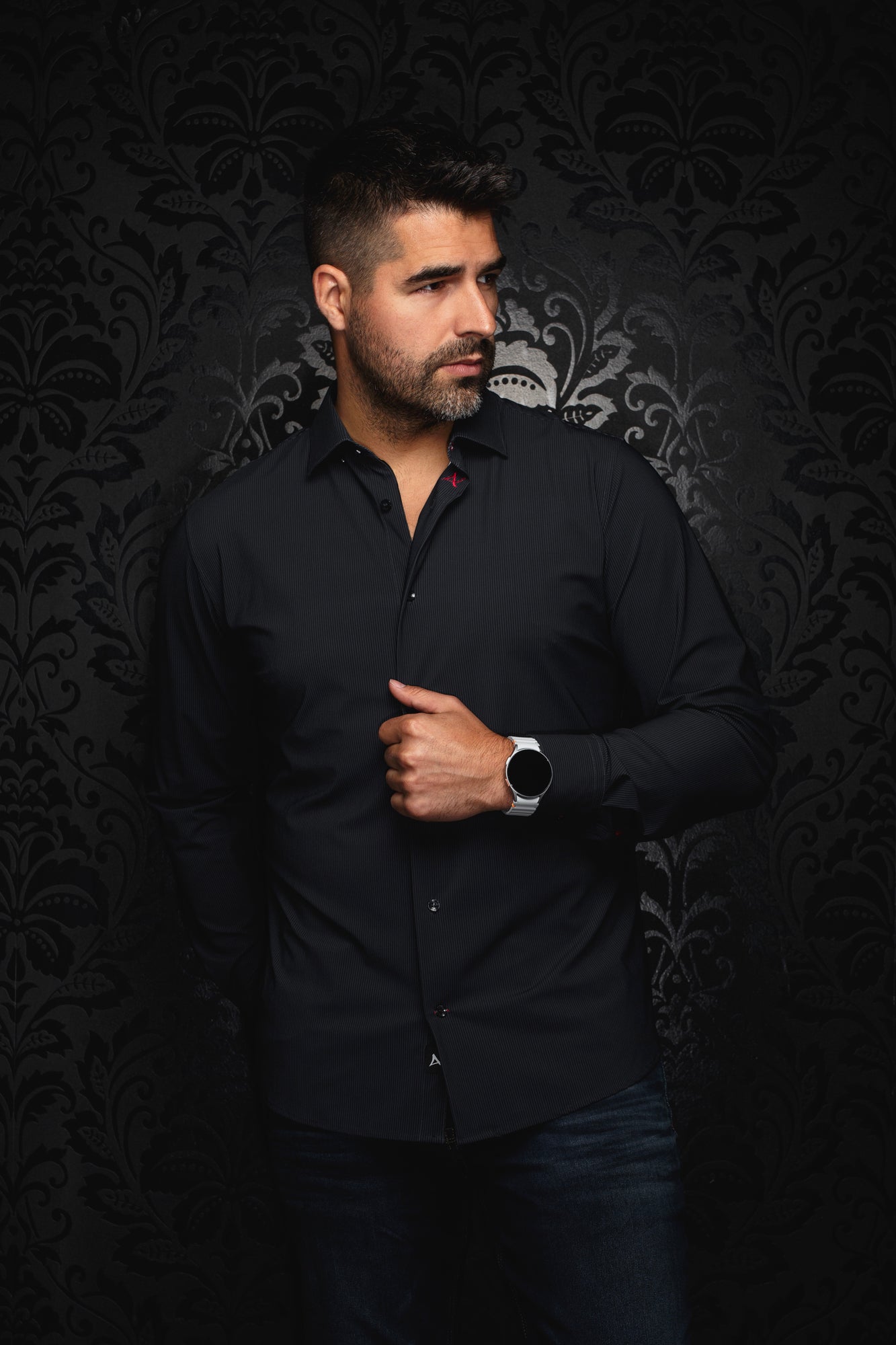 Chemise en nylon pour homme par Au Noir | NICOLAS STRP Noir | Boutique Vvög, inventaire complet de la marque Au Noir
