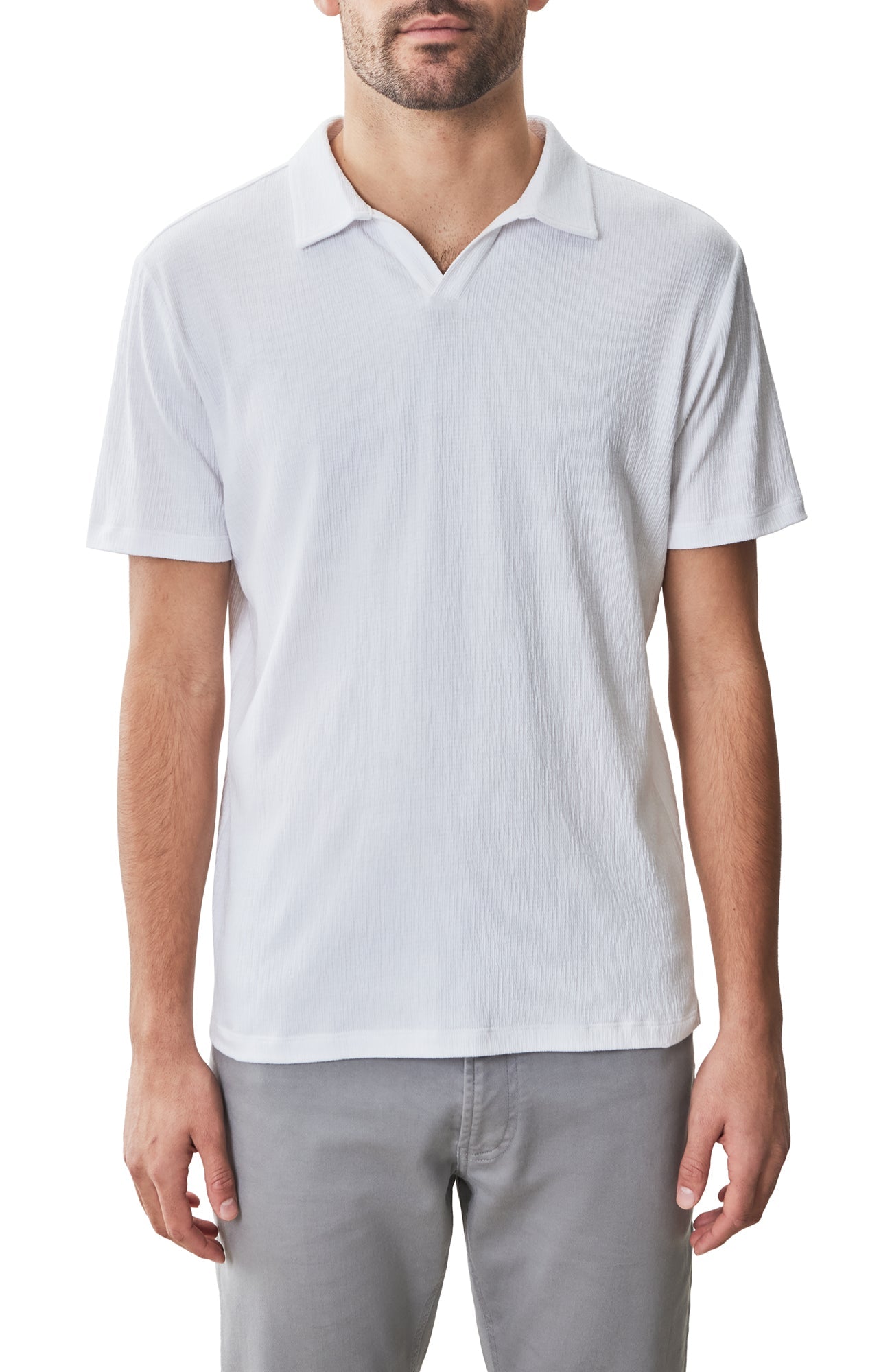 Polo à col ouvert pour homme par Robert Barakett | RB31074 Basil Road Blanc | Boutique Vvög, vêtements mode pour homme et femme